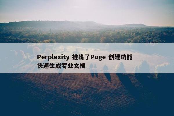Perplexity 推出了Page 创建功能  快速生成专业文档